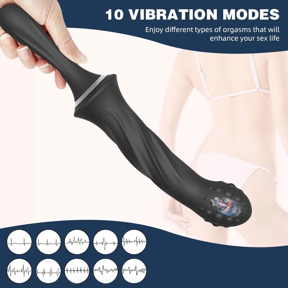 Handheld Dildo Vibrator Powerful G-spot Stimulator Butt Plug Clitoral Massager Vibrating Anal Plug Adult Sex Toys for Couple