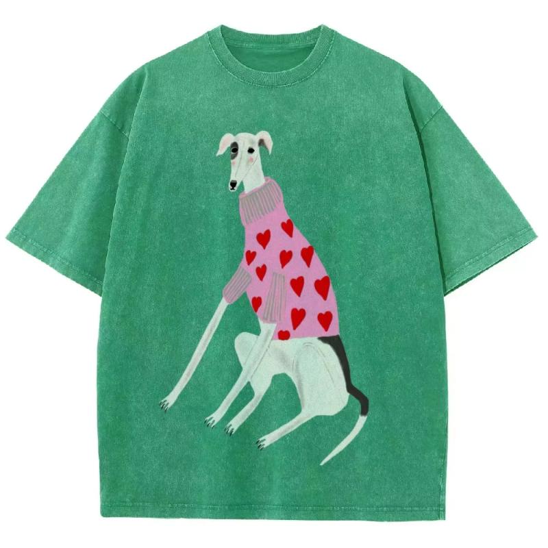 Funny Dachshund dog Printing Washed T-Shirts Women Cotton Oversize Streetwear O-Neck Comfortable Distressed Tops Summer Clothes S разноцветный