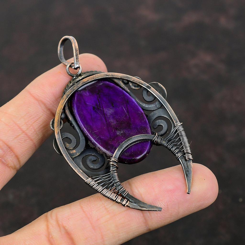 Purple Fire Labradorite Pendant Copper Wire Wrapped Pendant Real Gemstone Pendant Copper Jewelry Anniversary Gift Handmade Designer Jewelry