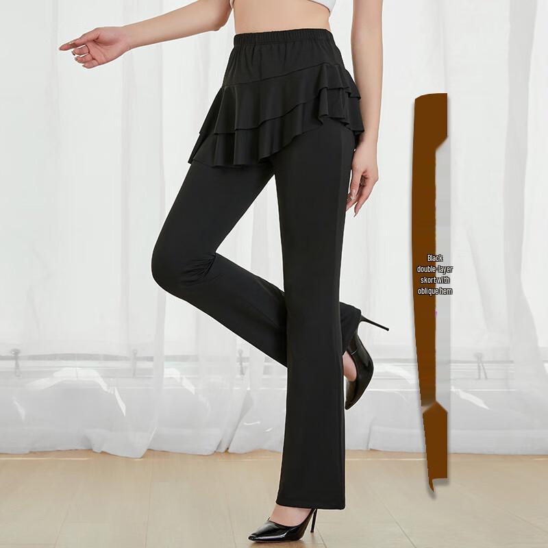 Zuoduofei Adult Dance Skirt Pants with Slanted Hem M-4XL