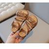 New Summer Woven Girls Sandals, Floral Princess Shoes, Soft Sole Beach Sandals for School-age Girls