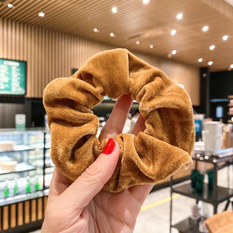 French Retro Gold Velvet Plush Hair Ring for Autumn/Winter