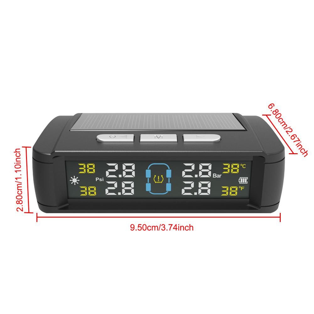 Car TPMS Automobile Accessories Tyre Temperature Monitor Tire Pressure Monitoring System 4 Sensors Solar/USB Powered Auto Security Alarm Systems