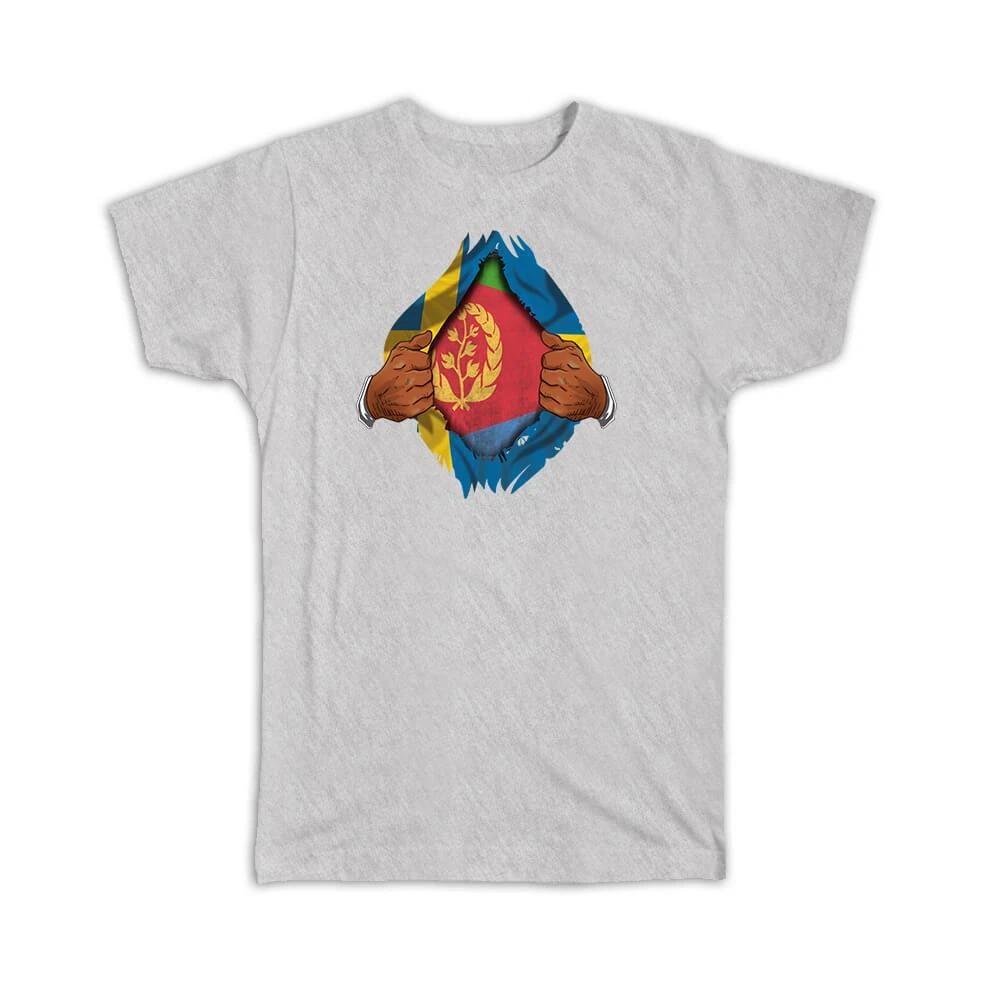 Gift T-Shirt : Eritrea Swedish Flag Chest Eritrean 2XL