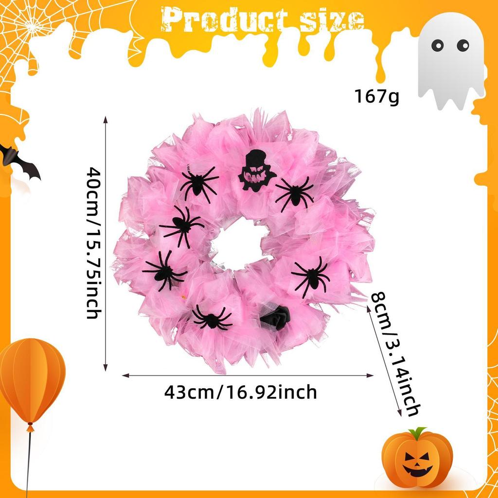 Halloween Wreath Halloween Door Wreath Decor Lifelike Hanging Sign Front for Festival Porch Indoor Outdoor Party