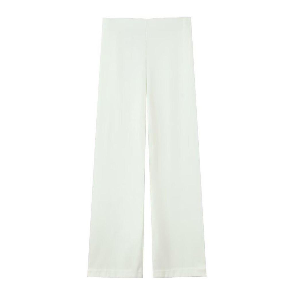 Silk Satin Texture Top & High-Waisted Pants Set