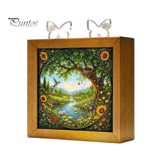 Functional Glowing Home Decor Acrylic Puzzle LED Night Light, 2-In-1 USB Royal Iris Bloom Jigsaw Lamp, DIY Floral Kit Creative Desktop Ambient