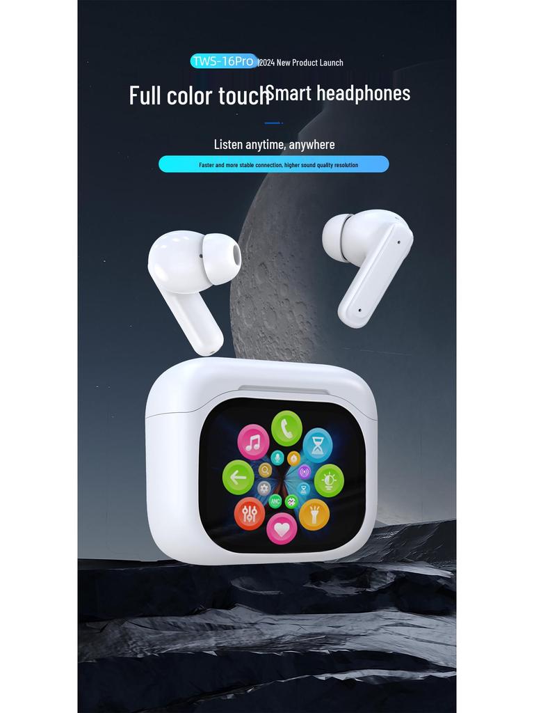 New UI ANC Wireless Bluetooth Earbuds with Digital Display and Smart Screen for Sports
