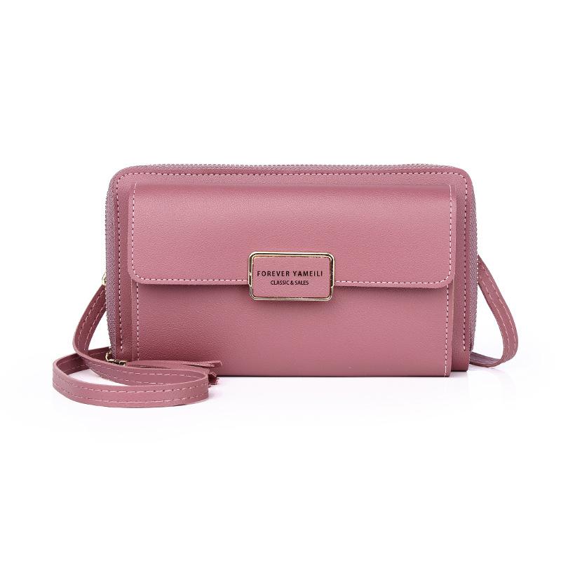 Dámská móda Kabelky na zip na telefony se spojkou Pu Kožené peněženky Malé crossbody kabelky