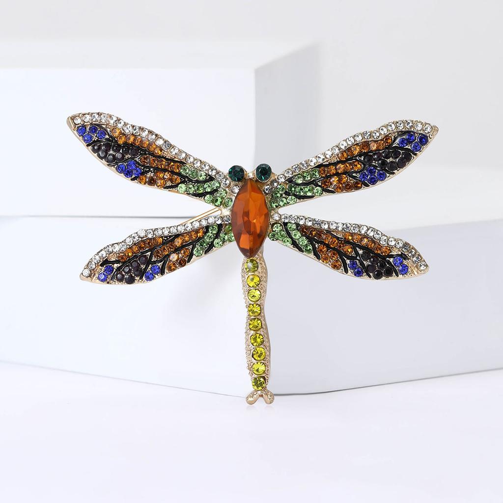 Vintage Rhinestone Dragonfly Brooches for Women Unisex Insect Pins Event Party New Gifts Backpack Decoration Clothes Accessories