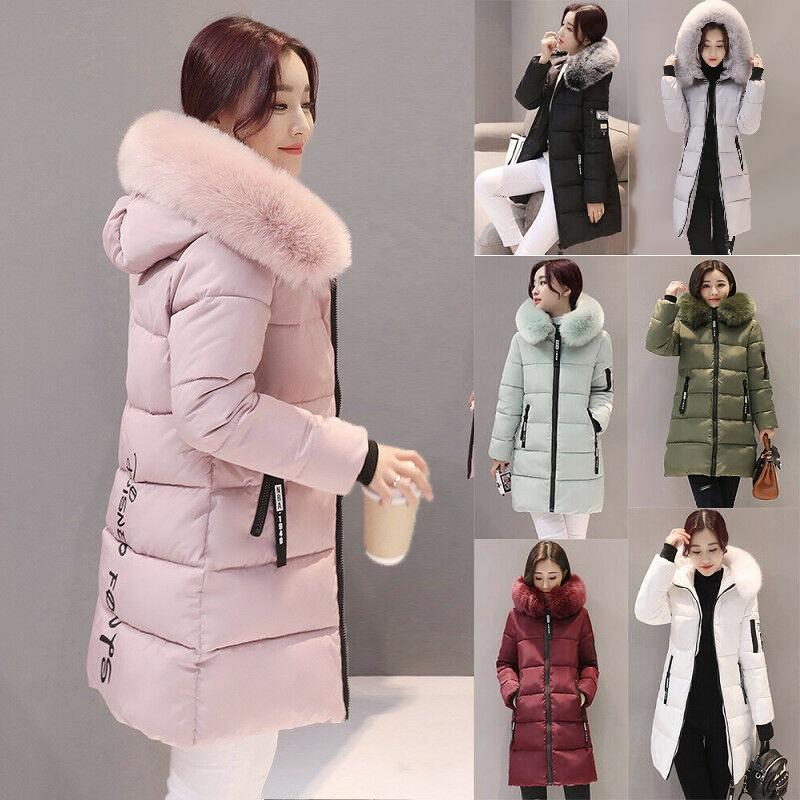 Stylish And Warm Winter Women Long Jacket With Fur Hooded Parka And Quilted Lining