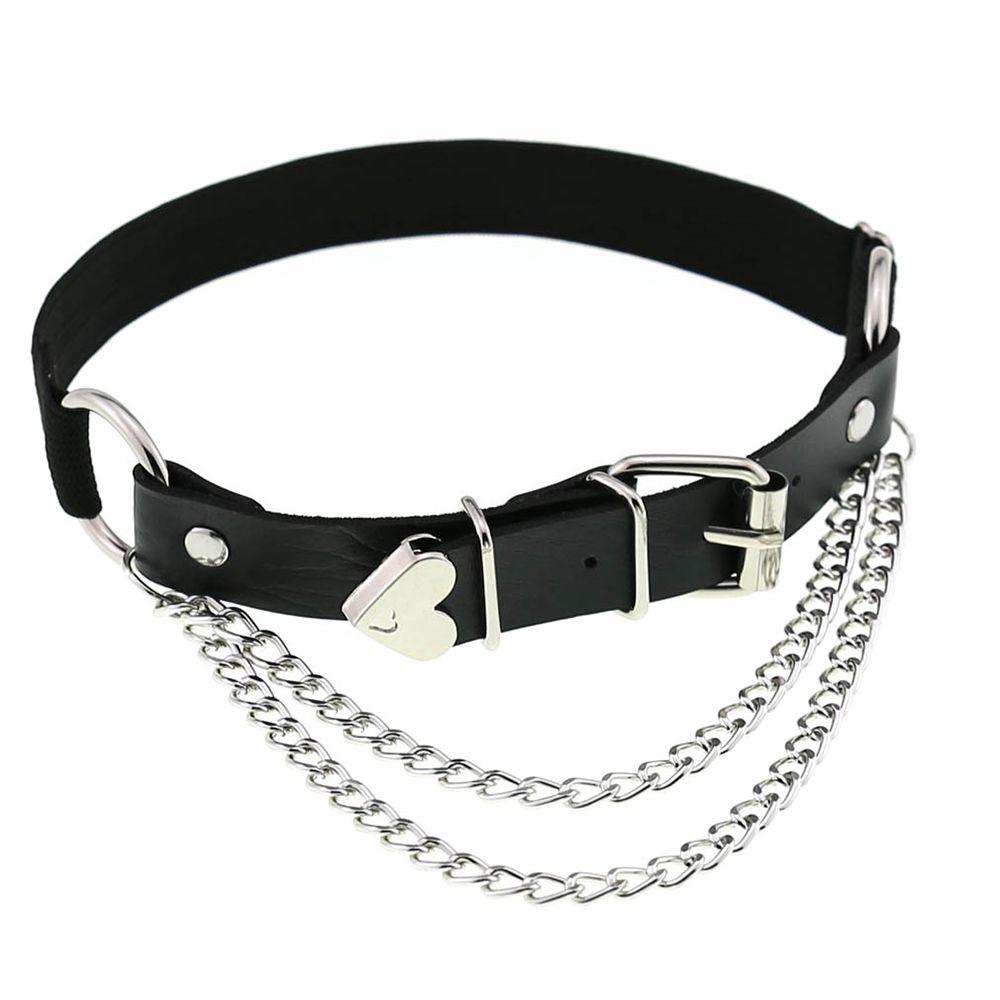 Lårring Benstrumpband Punk Hjärta Strumpband Bälte Dam Hängslen Modeaccessoarer PU-läder