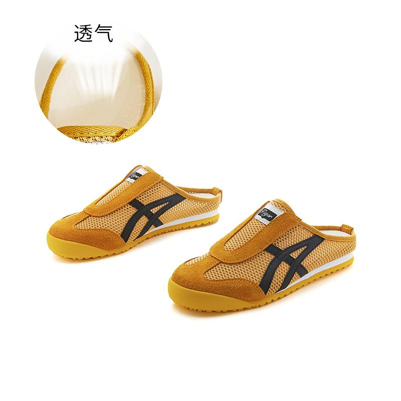 Leather Bag Head Slippers Women's 2025 Summer New Flat Bottom Breathable Sports Half Drag Women's Casual Versatile Retro Sandals