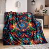 1pc Psychedelic Patterns Soft & Warm Polyester Knit Blanket, Digital Printed, All-Season Throw for Napping, Traveling, Sofa Yy250906015