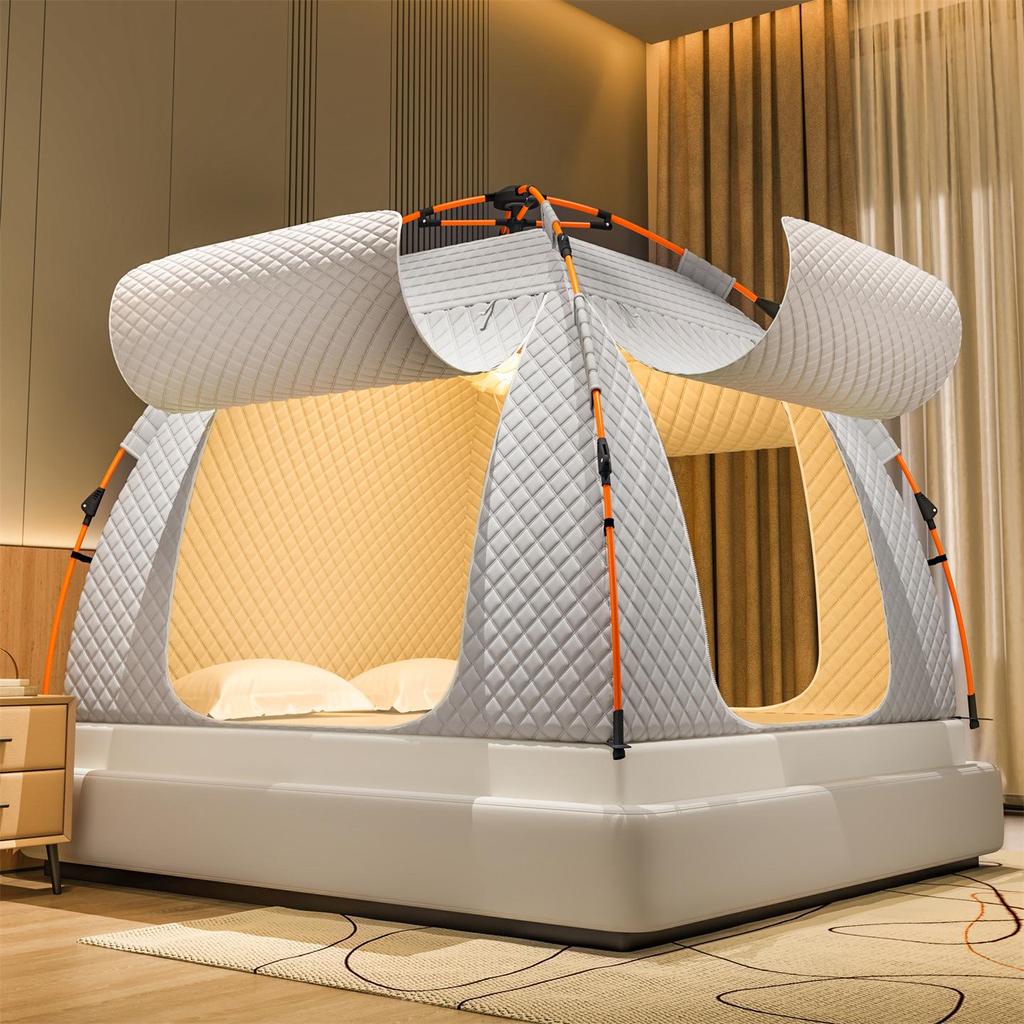 Thickened Winter Mosquito Net Tent: Light-Blocking, Drop-Proof, Full Coverage Yurt Canopy for Indoor Bed