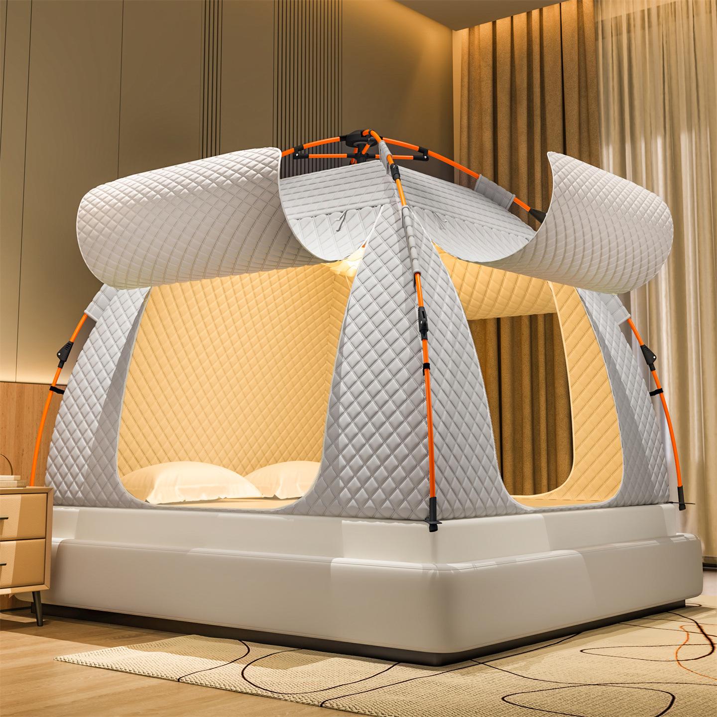 Утолщенная зимняя палатка-москитная сетка: Блокирующий свет, ударопрочный, полнопокрывающий навес-яранга для кровати в помещении 1.2m Bed - 120x195x135cm