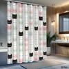 1pc Cat Print Shower Curtain with Hooks, Machine Washable Polyester Material, Suitable for Bathroom Décor.