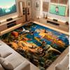 Dinosaur Theme Soft Crystal Velvet Rug Custom Name & Text Print Non Slip Floor Rug for Bedroom Living Room
