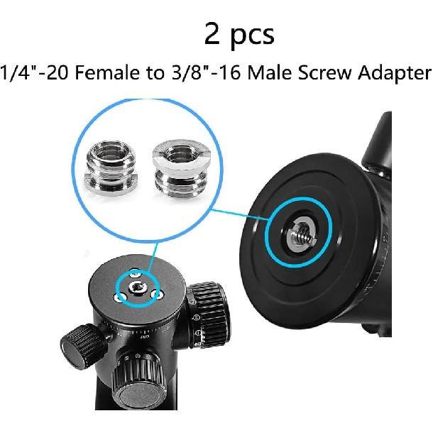 Aluminum Alloy 1/4 to 3/8 & 3/8 to 1/4 Camera Tripod Adapter - Male to Female Screw for Camera, Mount, Monitor