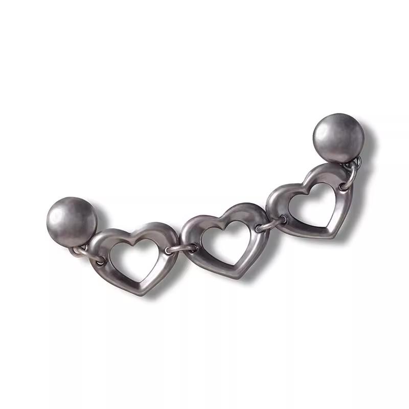 Crocs Zhibixing Heart Chain Solid Design Zinc Alloy Shoe Accessories Unisex Accessories Silver 10013761