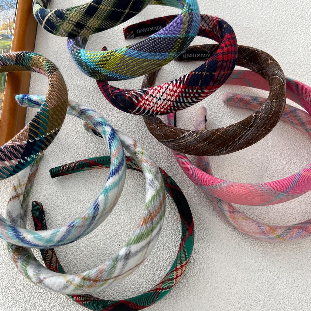 3 Cm Autumn Winter Woolen Plaid Sponge Padded Hairband Headband Adult Hair Accessories Hair Jewley