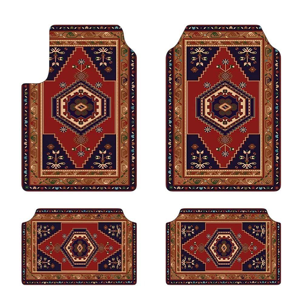4Pcs/Set Heavy Duty Car Floor Mats Bohemian Car Accessories Durable Car Carpet for Front Rear Seats