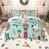 Homewish Kids Merry Christmas Duvet Cover Set Cute Nutcracker Bedding Set Happy New Year Bedroom Set Room Decor