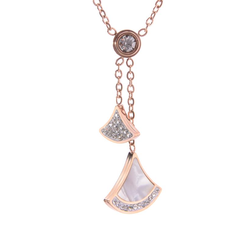 2021 Korean Style Zircon Shell Pendant Necklace - Non-fading Stainless Steel/Titanium Jewelry for Women