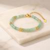Elegant Green Aventurine Beaded Bracelet, 18K Gold PVD Stainless Steel, Waterproof Non-Tarnish Summer Jewelry