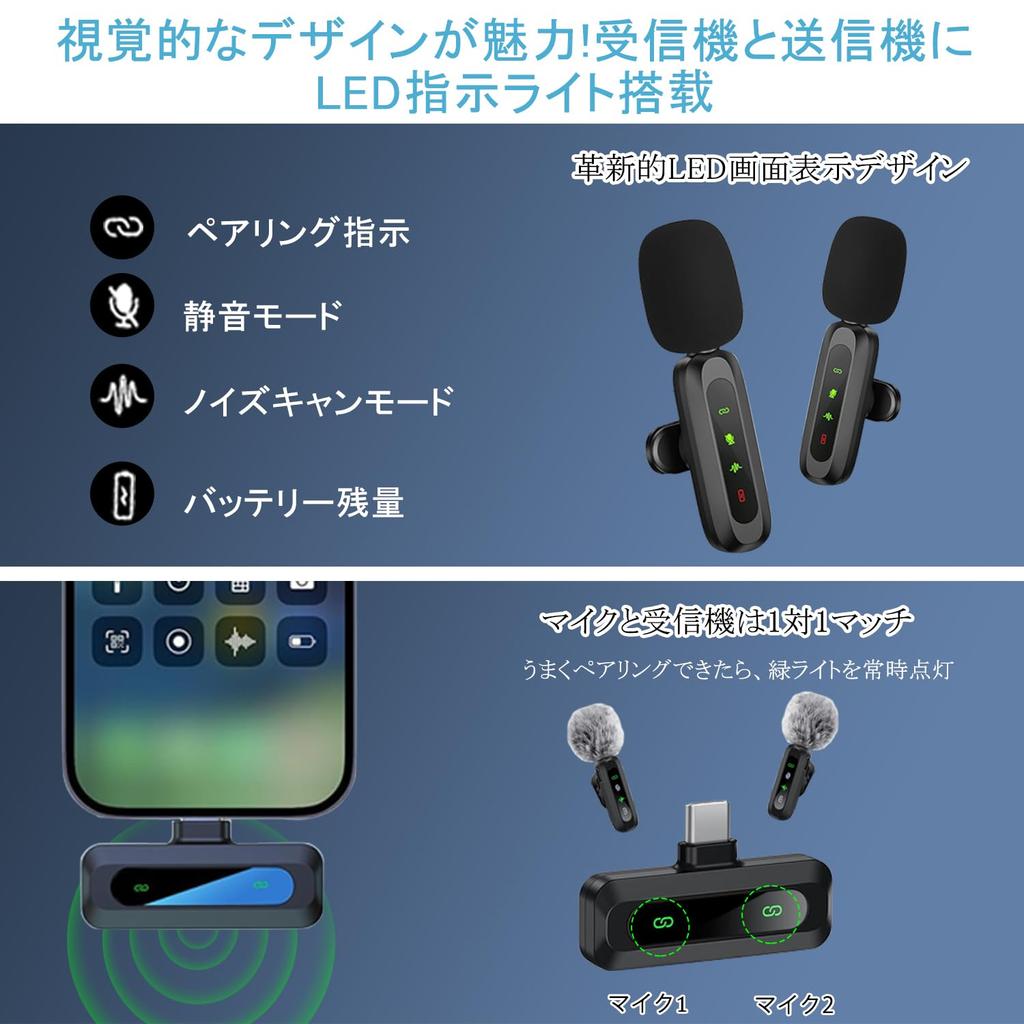 [2025 Průmyslově nový design 3 v 1] Klopový mikrofon kompatibilní s iPhonemType-C Android smartphony, Simultánní použití pro 2 osoby, Dosah 25 m