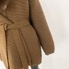 OFTBUY Herbst Damen Weich Lang Echter Fuchs Pelz Warm Gestrickter Mantel Gürtel Umlegekragen Oberbekleidung Lässige Pullover Jacke Locker Dame Elegant Lang