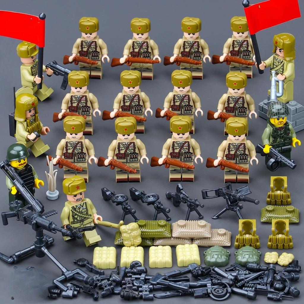 Mini Plastic Toy Assembled Building Blocks Military Base Toy Soldier Weapon Military