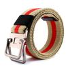 Double Ring Casual Striped Canvas Belt - Available In Extended Length