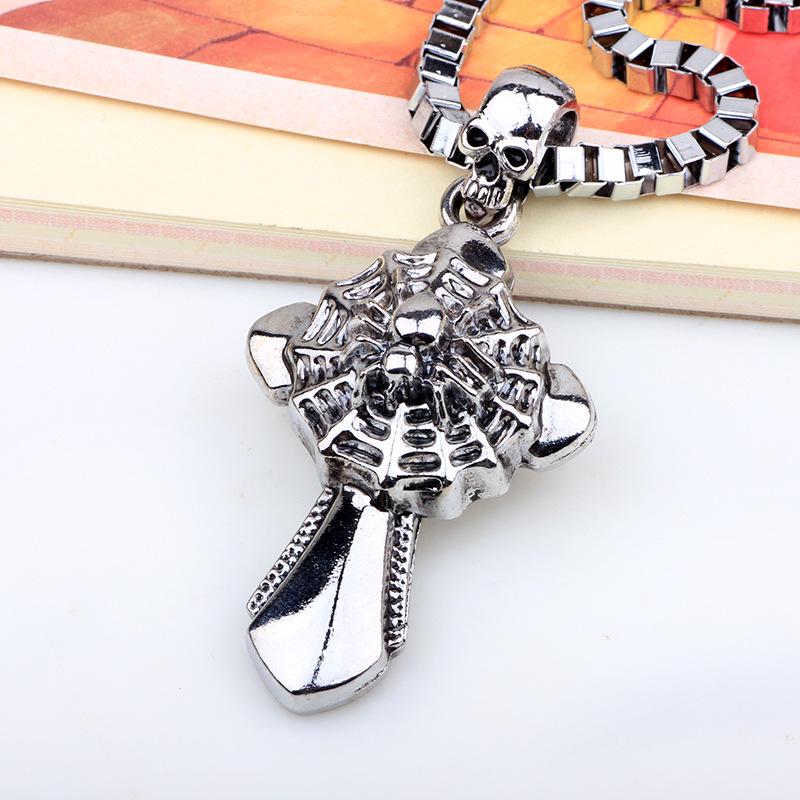 

Мужское модное ожерелье с подвеской в виде креста в европейском и американском стиле с металлическим дизайном паука