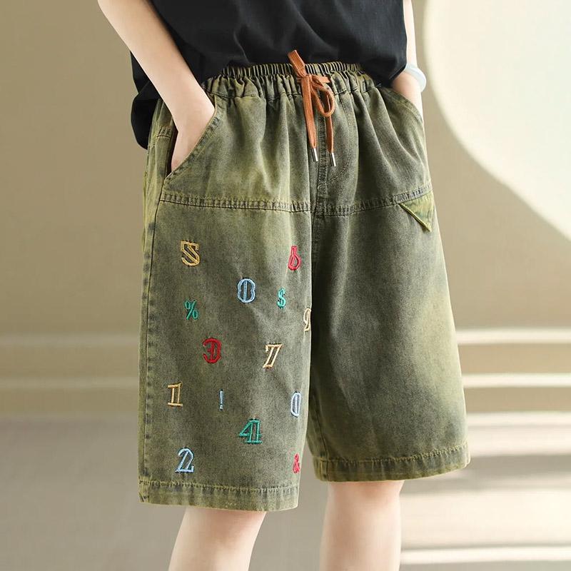Shorts Women Cotton Summer Denim Loose Large Size High Waist Casual Wide Leg Jeans Pants
