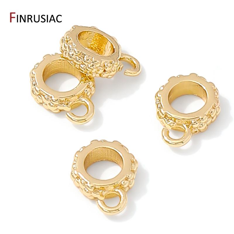 14K Gold Plated Brass Round Pendant Bail Beads Connectors,Bails For Pendants Jewelry,DIY Necklace Bracelets Making Findings