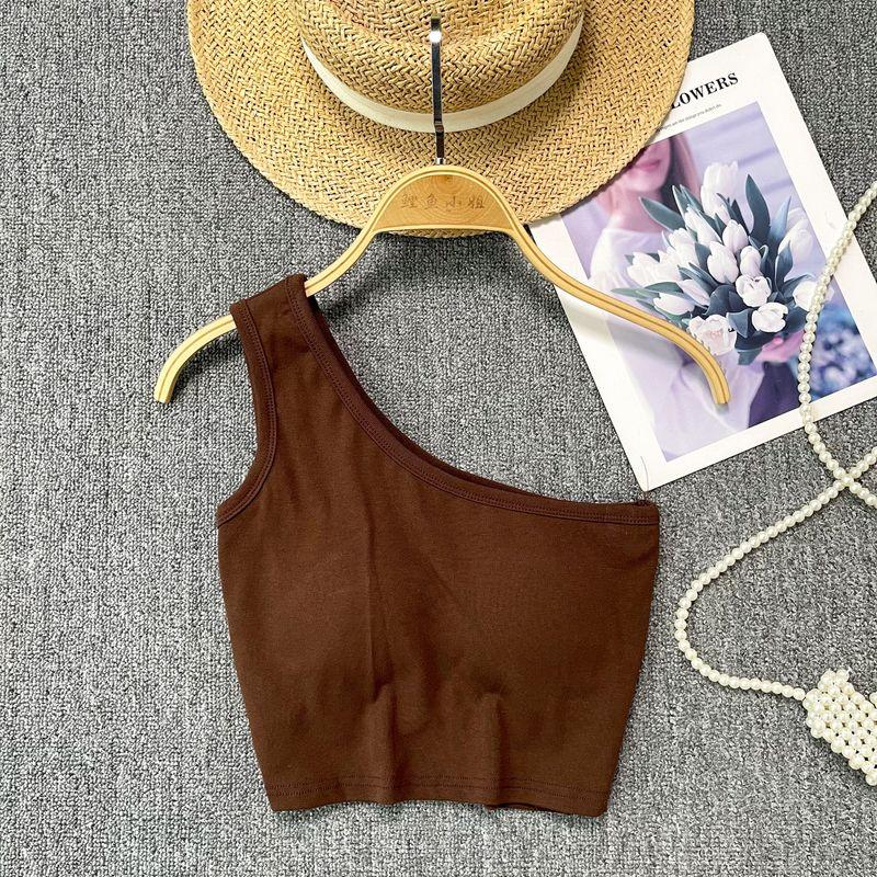 Summer Vest for Women Outwear 2024 New Arrival Sexy Short Sleeveless with Chest Pad Tops Sexy Scheming off-the-Shoulder Sling