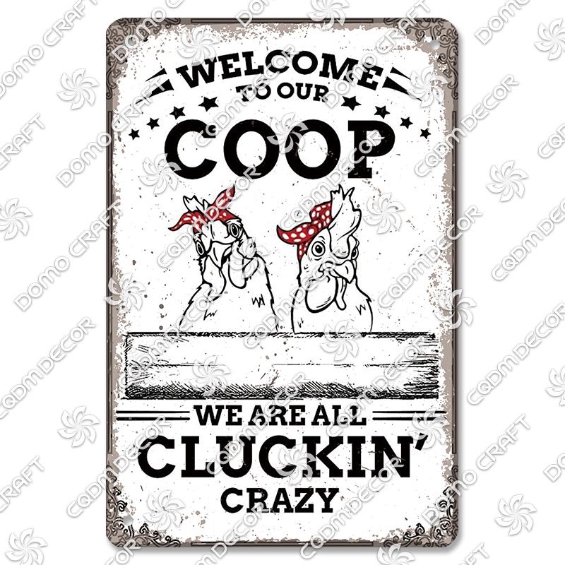 Retro Chicken Poster Metal Tin Signs Rooster Hen Eggs Metal Plate Vintage Wall Decor Club Farm Chicken Coop