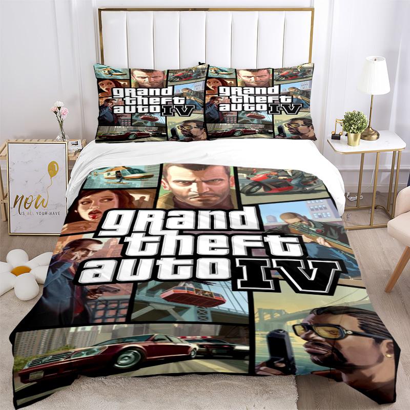 Gta Iv Bettwäsche 3-teiliges Set HD-Druck Bettbezug Kissenbezüge Für Teenager Erwachsene Schlafzimmerdekoration Weihnachtsgeschenk C9211686