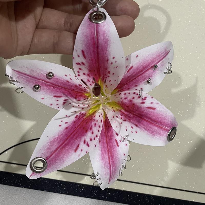 Exquisite Phalaenopsis Orchid Lily Keychain Creative Simulation Flower Bag Pendant  Backpack Decoration Accessories Gifts