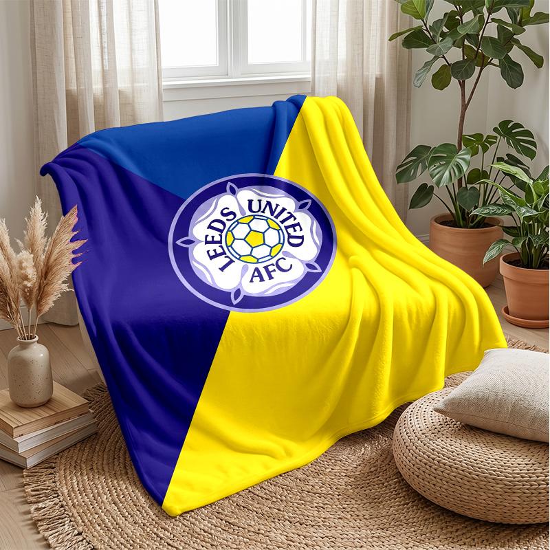 Coperta in Flanella con Stampa Leeds United, Morbida Calda Leggera Coperta da Divano Letto Campeggio
