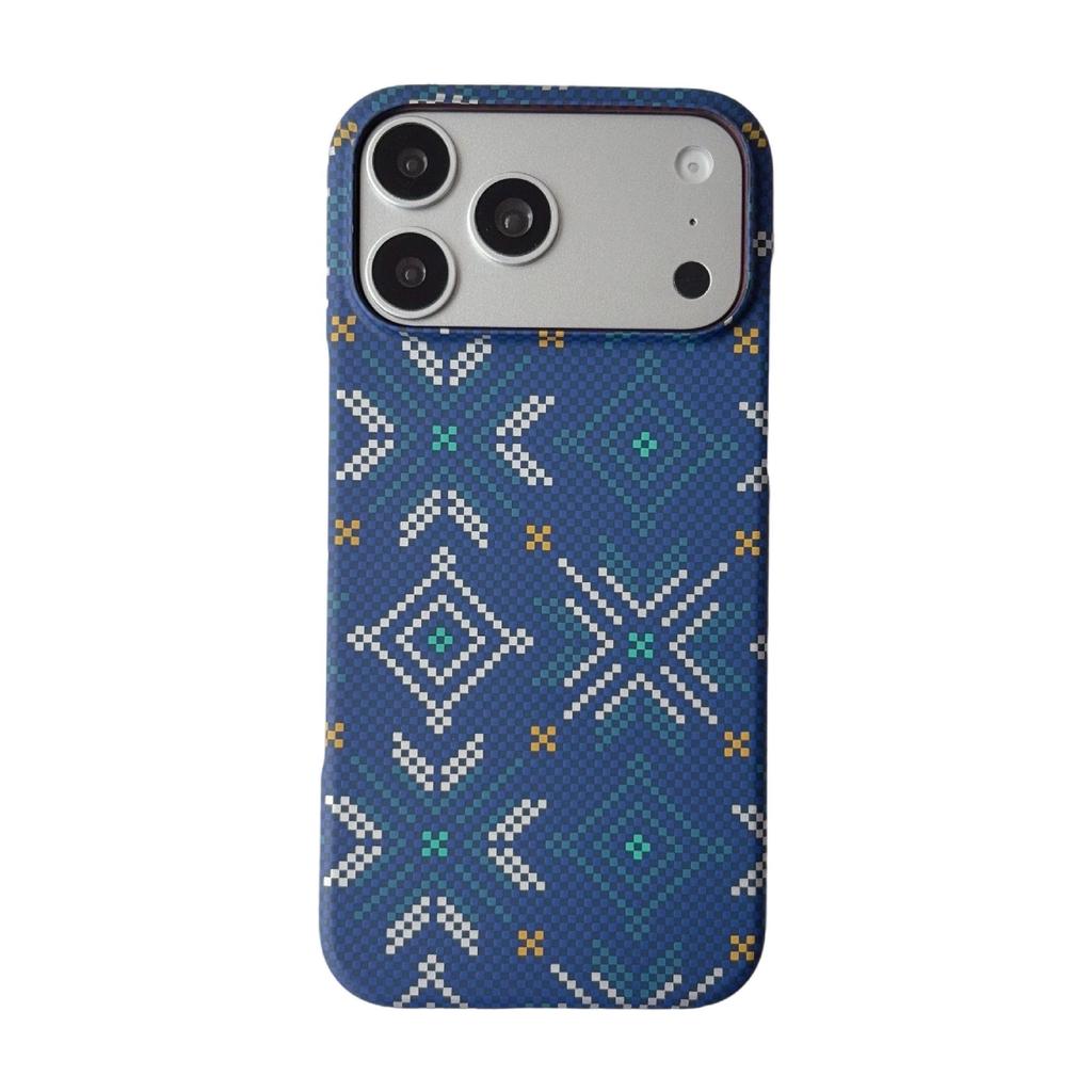 Kevlar Carbon Fiber Texture Magnetic Case for iPhone 17 Pro Max - Water Decal Half-Wrapped Protective Cover