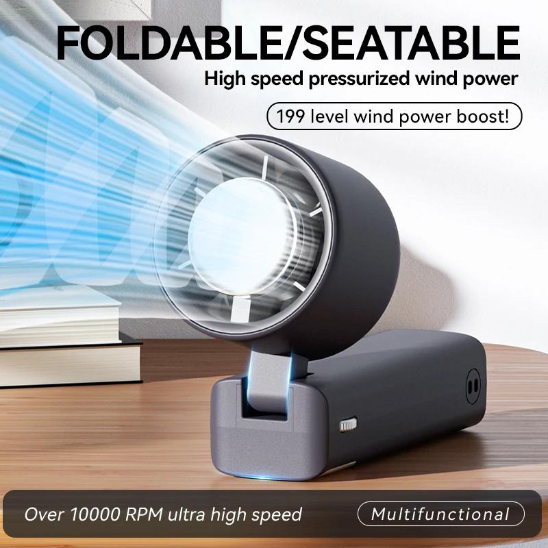 199 Powerful Wind Speed Portable Handheld Cooling Fan 4000mAn Ultra-Long Battery Life Digital Display Folding Desktop Mini Fan