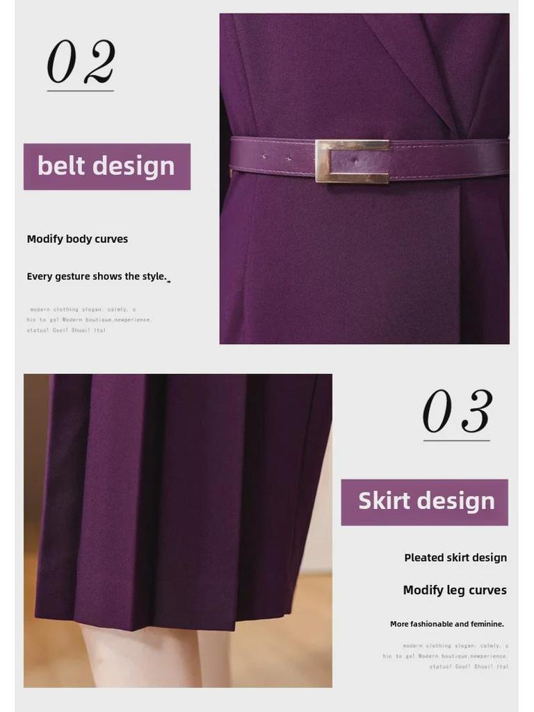 Koreanischer High-End-Kleid mit Anzugkragen - Herbst/Winter 2023: Eleganter Plisseerock für den professionellen Pendelverkehr