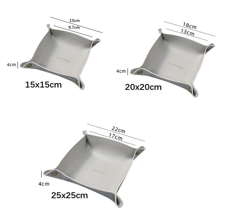 Nordic Leather Desktop Storage Tray Pu Leather Jewelry Cosmetic Key Storage Tray Desktop Folding Organizer Storage Box For Home