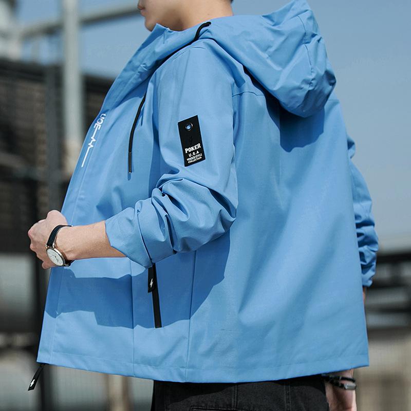 Spring Jacket Men's Hooded Jacket Youth Thin Jacket Outdoor Sports Casual Jacket Plus Size 5XL