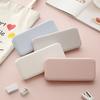 Stationery Box Portable Thin Large Capacity Macaron Color Stationery Case with Partitioned Storage Anti-Fall Shell Office Pen Organizer