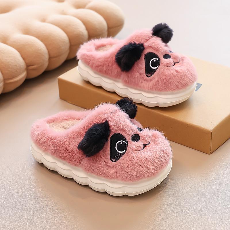New Winter Cute Big eyed Rabbit Children's Waterproof Warm Non-slip Fluffy Slippers For Girls Boys Kids Indoor Home Cotton Shoes