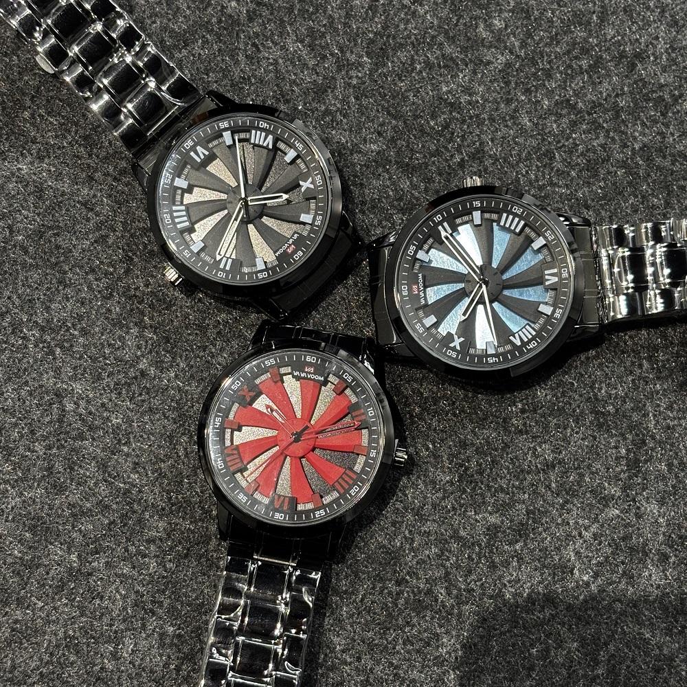 New Men's Watch Rotating Dial Car Clock Stainless Steel Strap Fashion Sports Style 3Bar Quartz Movement Casual Watches