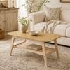 A large coffee table with a 100 cm long solid wood base, offering plenty of storage space and ideal for the living room, apartment and office
